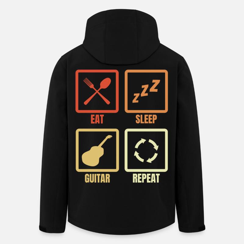 Eat Sleep Guitar Repeat - Recycelte Männer Softshell-Jacke von Stanley/Stella - Schwarz