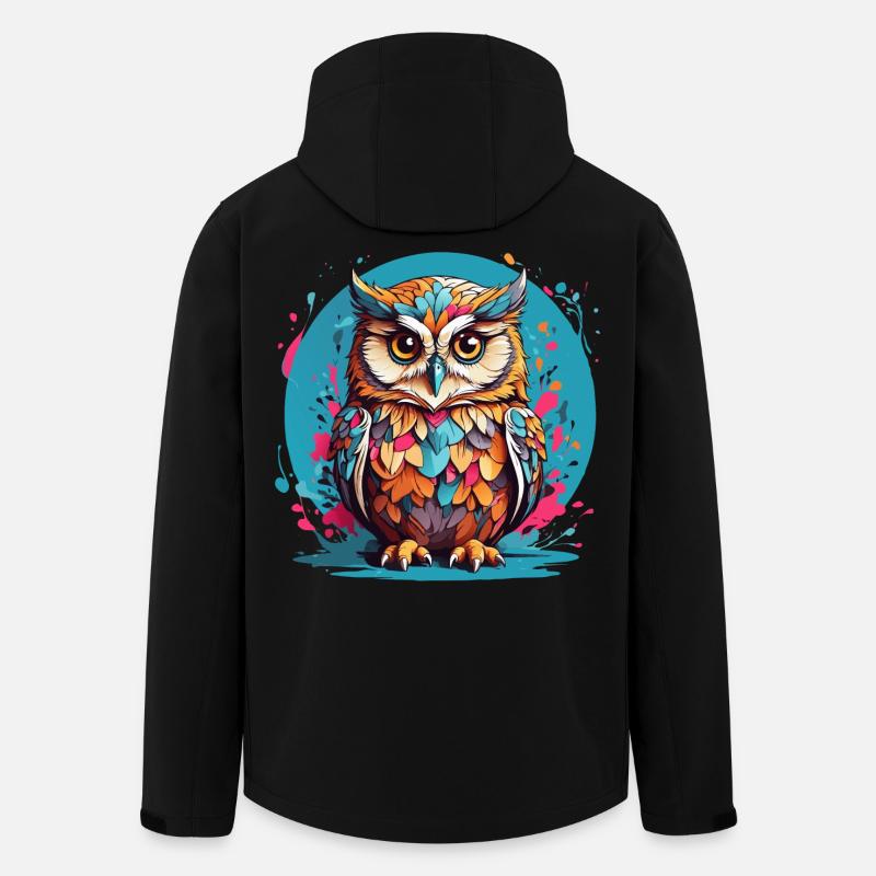 Liebenswerte Eule auf Farbklecksen - Recycelte Männer Softshell-Jacke von Stanley/Stella - Schwarz