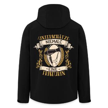 Friseurin Design lustiges Vintage Geschenk - Recycelte Männer Softshell-Jacke von Stanley/Stella - Schwarz - Hinten - AI Model Male 185 light (185cm)