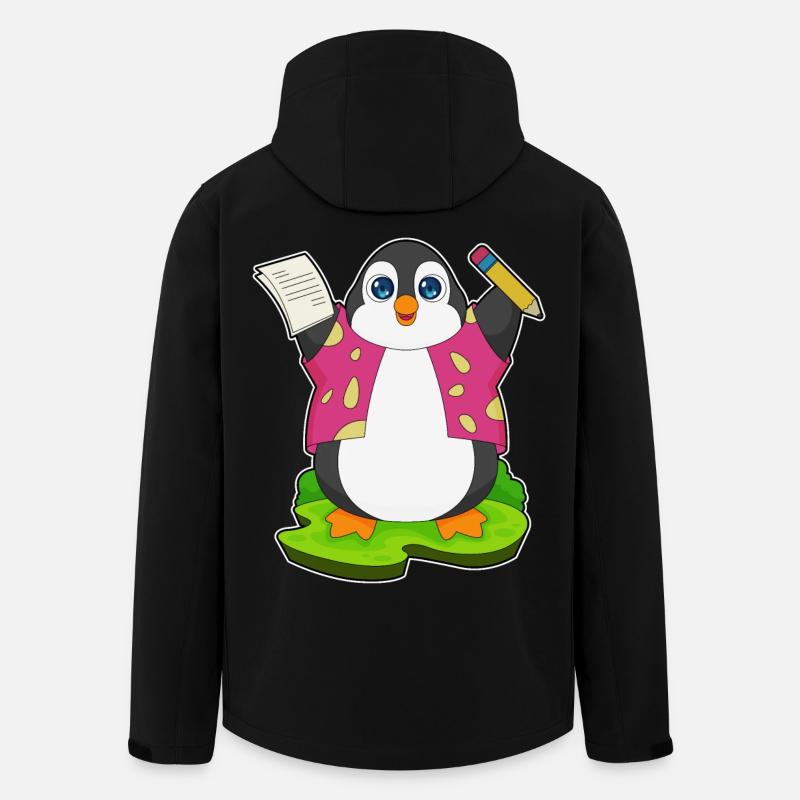 Pinguin Bleistift Papier Schule - Recycelte Männer Softshell-Jacke von Stanley/Stella - Schwarz