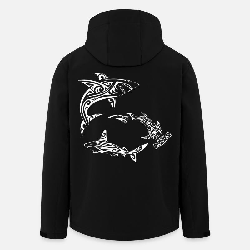 White Polynesian Sharks - Men’s Recycled Softshell Jacket by Stanley/Stella - black