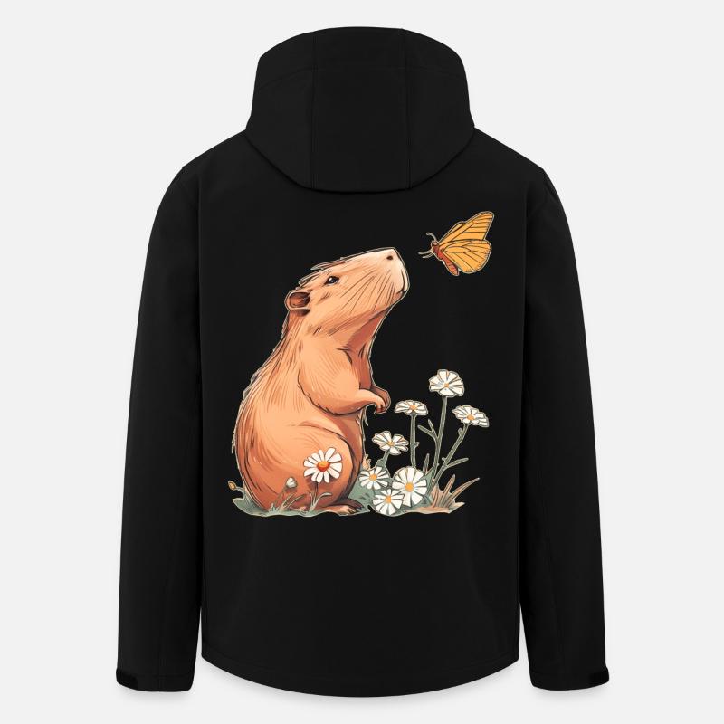 Papillon Capybara - Veste softshell homme en polyester recyclé Stanley/Stella - noir