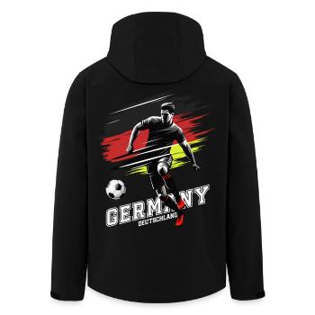 Fußball Deutschland Flagge Fahne Spieler Grunge - Recycelte Männer Softshell-Jacke von Stanley/Stella - Schwarz - Hinten - AI Model Male 185 light (185cm)