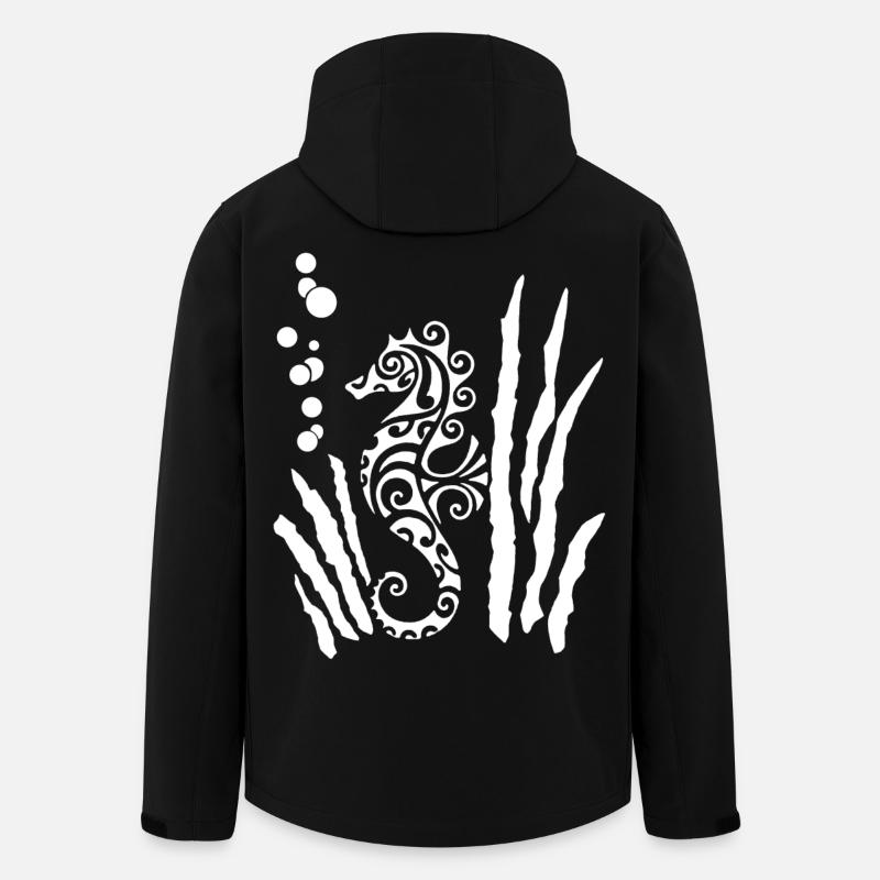 Weißes Stammes-Seepferdchen - Recycelte Männer Softshell-Jacke von Stanley/Stella - Schwarz