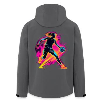 Basketballerin 80er Jahre Stil - Recycelte Männer Softshell-Jacke von Stanley/Stella - Schwarz - Hinten - AI Model Male 185 light (185cm)