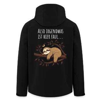 Il y a quelque chose de louche ici | Cadeau de paresseux - Veste softshell homme en polyester recyclé Stanley/Stella - noir - Dos - AI Model Male 185 light (185cm)