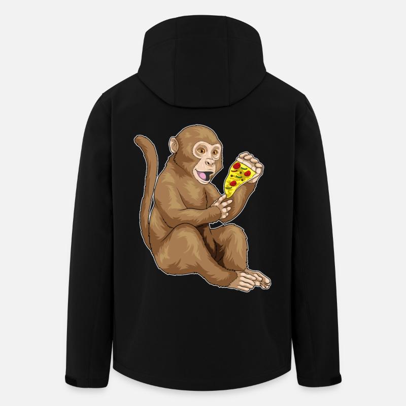 Pizza aux singes - Veste softshell homme en polyester recyclé Stanley/Stella - noir
