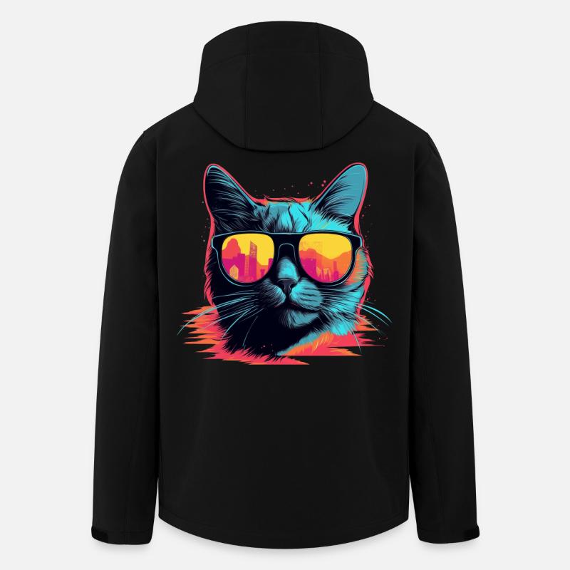 90er Jahre Katze Retrowave - Recycelte Männer Softshell-Jacke von Stanley/Stella - Schwarz