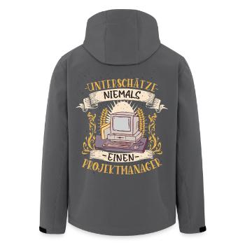 Projektmanager Erfolgslustiges Geschenk Teamleader - Recycelte Männer Softshell-Jacke von Stanley/Stella - Schwarz - Hinten - AI Model Male 185 light (185cm)
