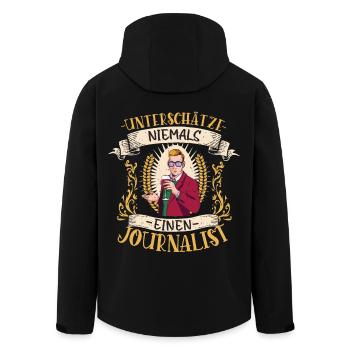 Journalist Journalismus Beruf lustiges Geschenk - Recycelte Männer Softshell-Jacke von Stanley/Stella - Schwarz - Hinten - AI Model Male 185 light (185cm)