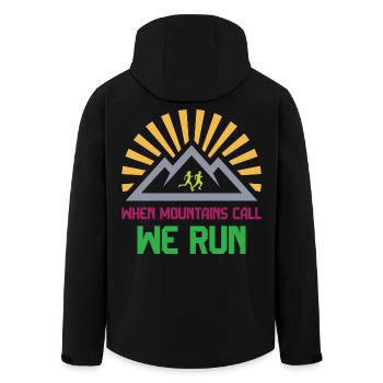 Trail Runners - When Mountains Call - We Run - Men’s Recycled Softshell Jacket by Stanley/Stella - black - Back - AI Model Male 185 light (185cm)