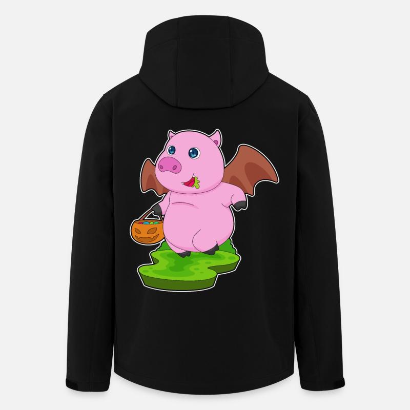 Cochon Halloween Bat - Veste softshell homme en polyester recyclé Stanley/Stella - noir