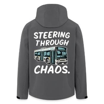 Bus Driver Navigating in Chaos Funny City Bus - Men’s Recycled Softshell Jacket by Stanley/Stella - black - Back - AI Model Male 185 light (185cm)