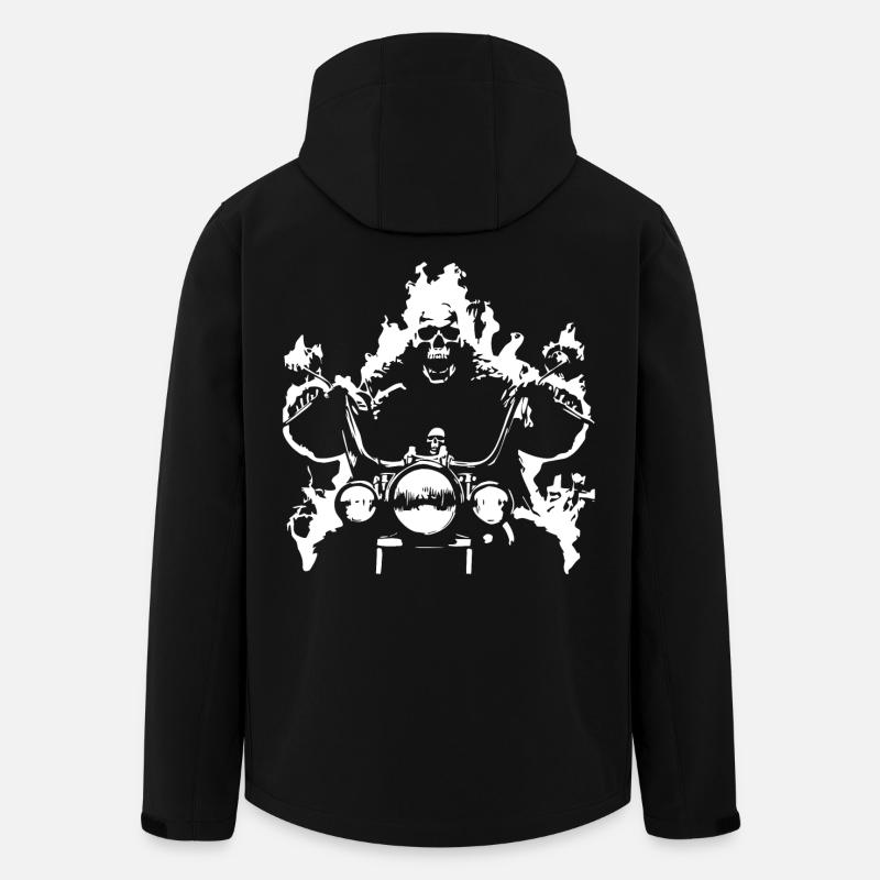 Skull Biker Flame Moto - Veste softshell homme en polyester recyclé Stanley/Stella - noir