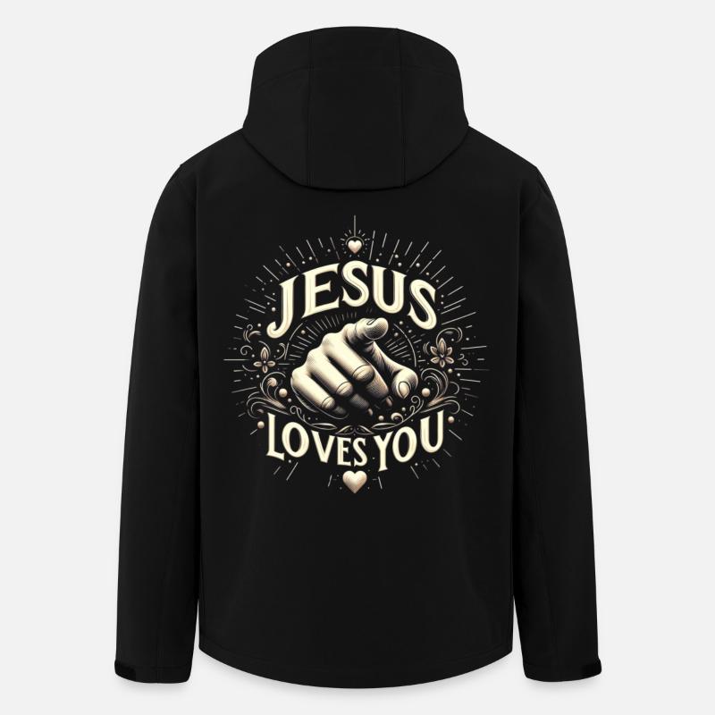 Jesus liebt dich – Handmotiv - Recycelte Männer Softshell-Jacke von Stanley/Stella - Schwarz