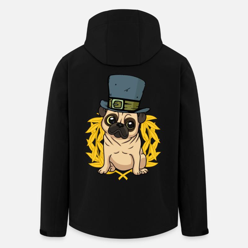 Hund Mops Hut Lorbeerkranz - Recycelte Männer Softshell-Jacke von Stanley/Stella - Schwarz