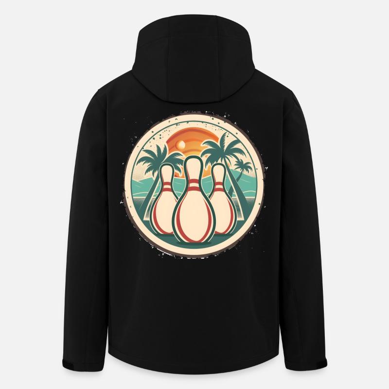 Graphismes de bowling - Veste softshell homme en polyester recyclé Stanley/Stella - noir