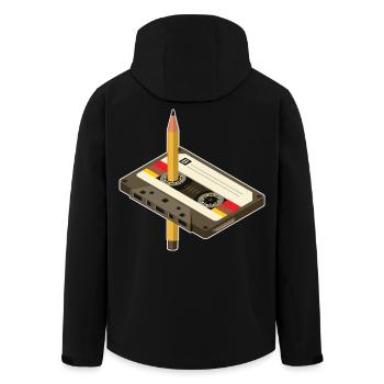 Vintage Kassette mit Bleistift-Design - Recycelte Männer Softshell-Jacke von Stanley/Stella - Schwarz - Hinten - AI Model Male 185 light (185cm)