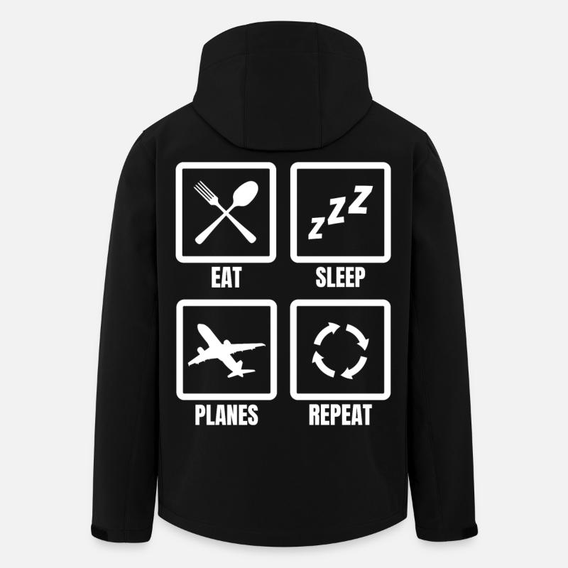 Eat Sleep Planes Repeat - Men’s Recycled Softshell Jacket by Stanley/Stella - black