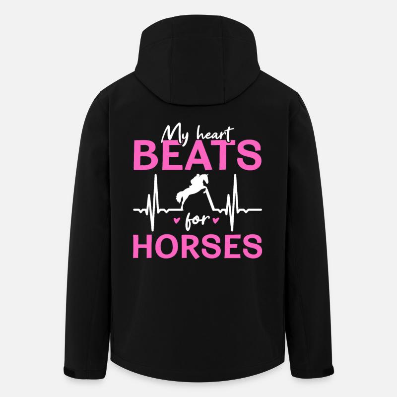 Mon cœur bat pour les chevaux - Veste softshell homme en polyester recyclé Stanley/Stella - noir