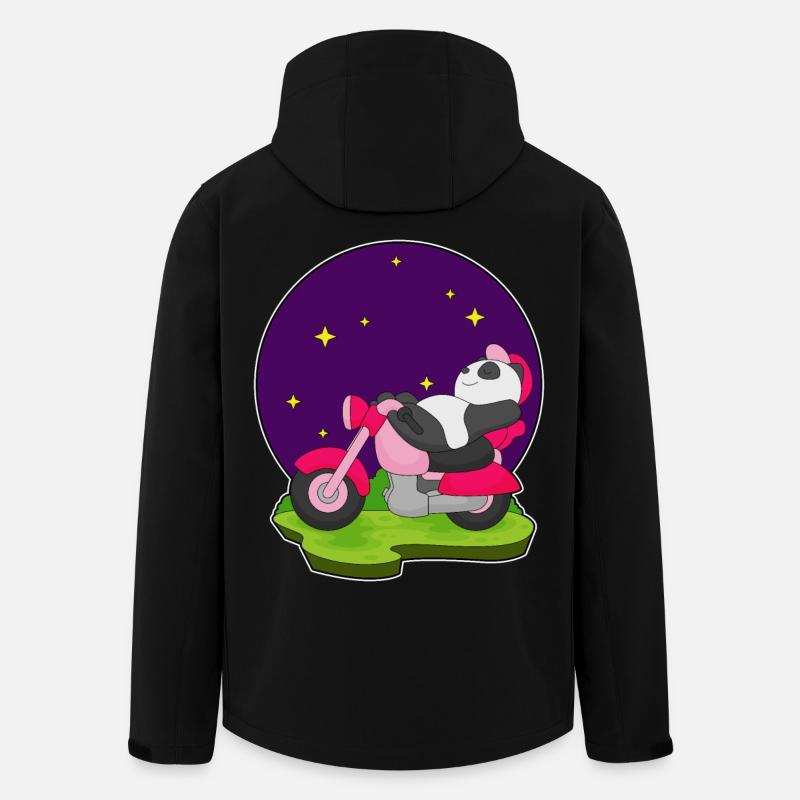 Panda Motorrad - Recycelte Männer Softshell-Jacke von Stanley/Stella - Schwarz
