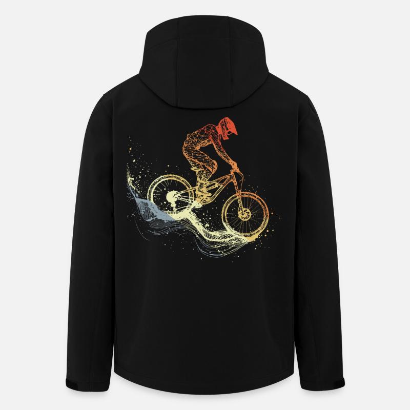 Mountainbiking Skizze Retro - Recycelte Männer Softshell-Jacke von Stanley/Stella - Schwarz