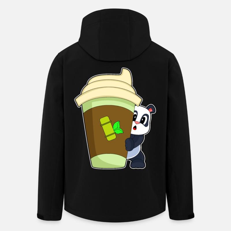 Panda Coffee to go - Recycelte Männer Softshell-Jacke von Stanley/Stella - Schwarz