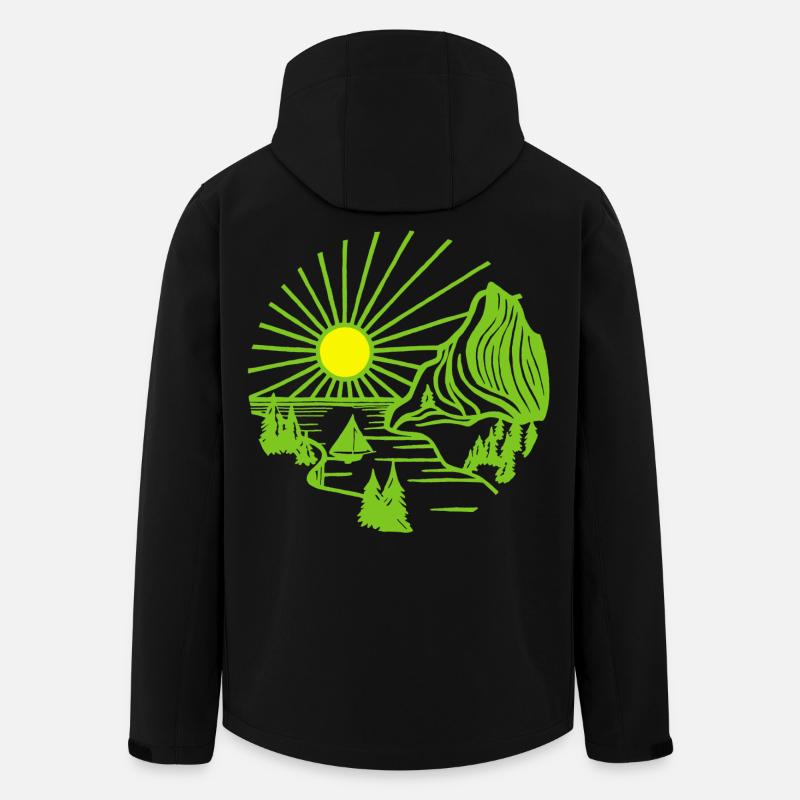 Urlaubslandschaft (Grün) - Recycelte Männer Softshell-Jacke von Stanley/Stella - Schwarz