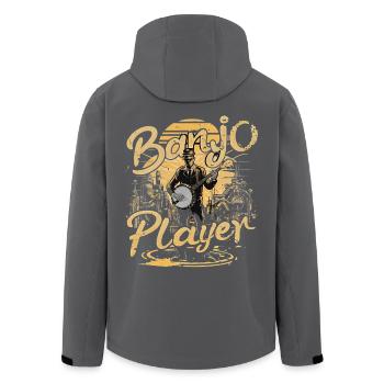 Banjo Spieler Retro Vintage - Recycelte Männer Softshell-Jacke von Stanley/Stella - Schwarz - Hinten - AI Model Male 185 light (185cm)
