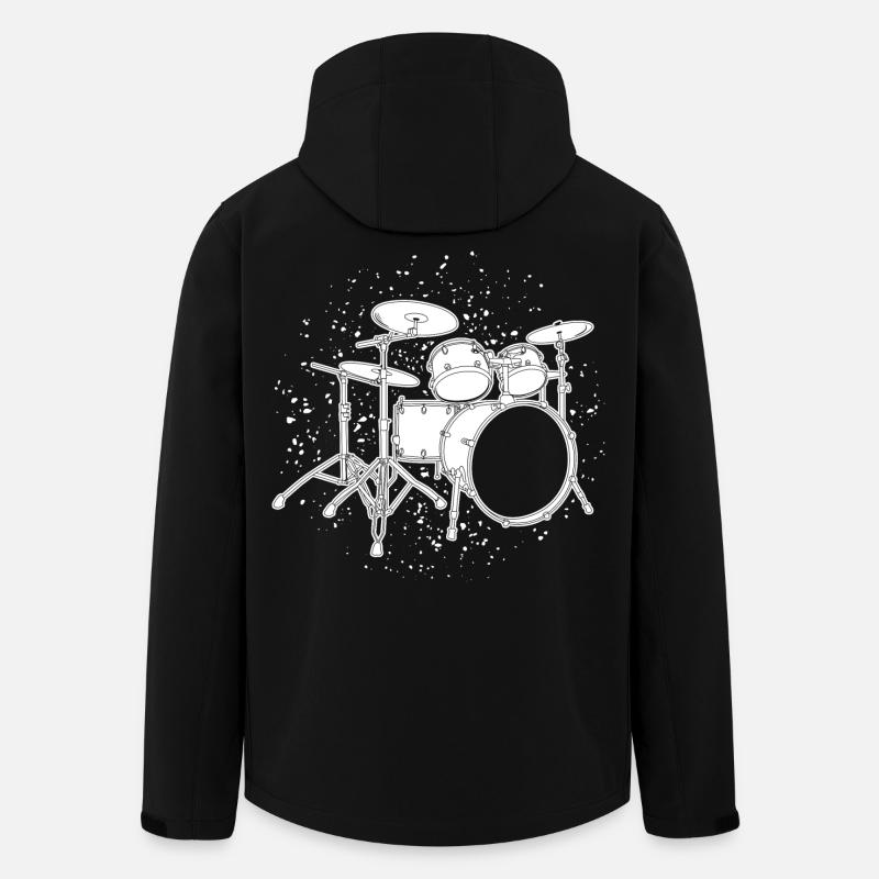 Drum Kit Drawing - Men’s Recycled Softshell Jacket by Stanley/Stella - black