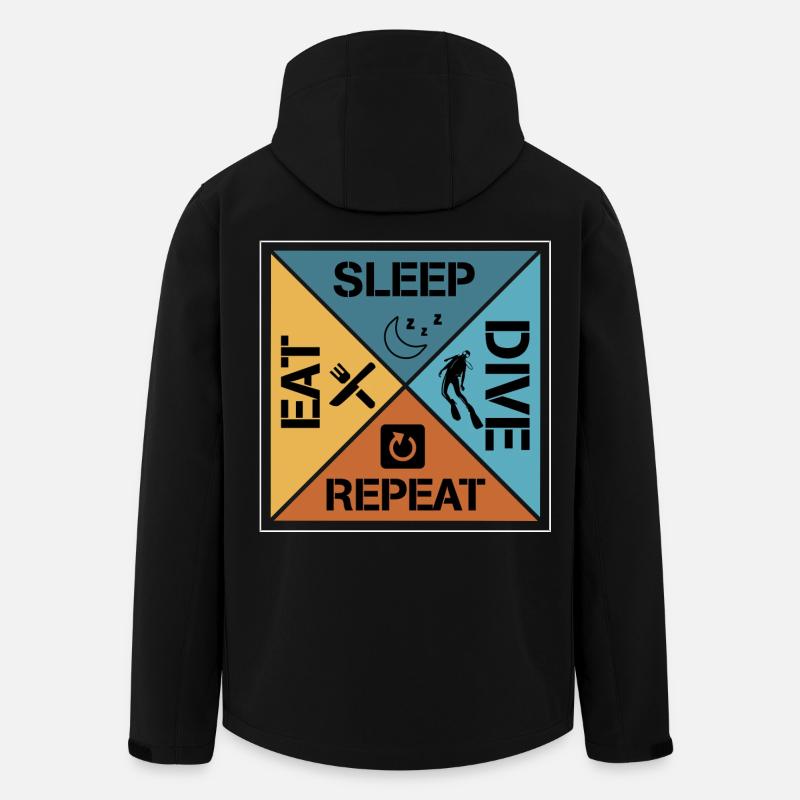 Eat sleep dive repeat - Recycelte Männer Softshell-Jacke von Stanley/Stella - Schwarz