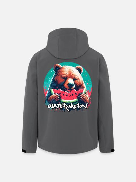 Watermelon Bear Yummy Gift - Men’s Recycled Softshell Jacket by Stanley/Stella - black