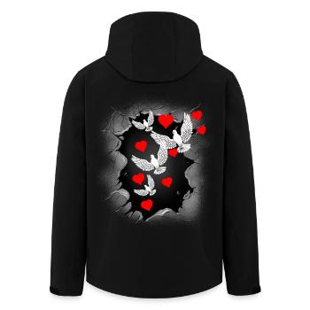 Colombe de la Paix Cœur Paix Paix Mondiale Paix - Veste softshell homme en polyester recyclé Stanley/Stella - noir - Dos - AI Model Male 185 light (185cm)