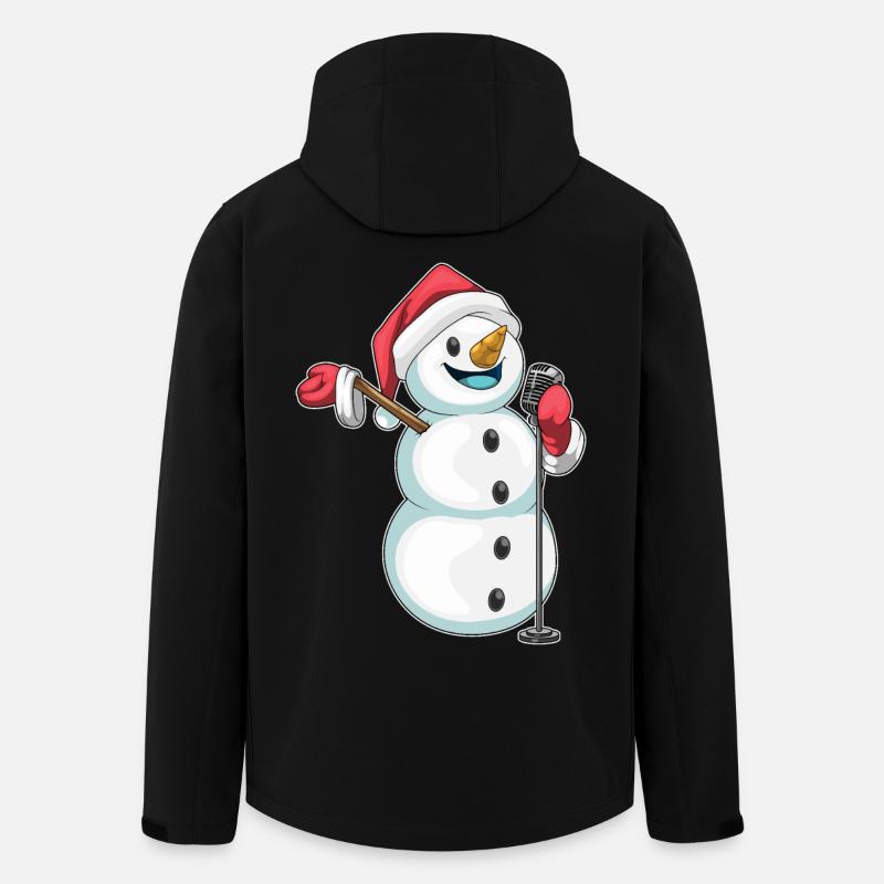 Snowman Christmas Singer - Men’s Recycled Softshell Jacket by Stanley/Stella - black