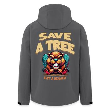 save a tree eat a beaver lustig - Recycelte Männer Softshell-Jacke von Stanley/Stella - Schwarz - Hinten - AI Model Male 185 light (185cm)