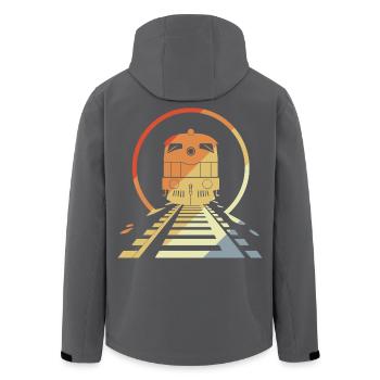Chemin de fer rétro - Veste softshell homme en polyester recyclé Stanley/Stella - noir - Dos - AI Model Male 185 light (185cm)