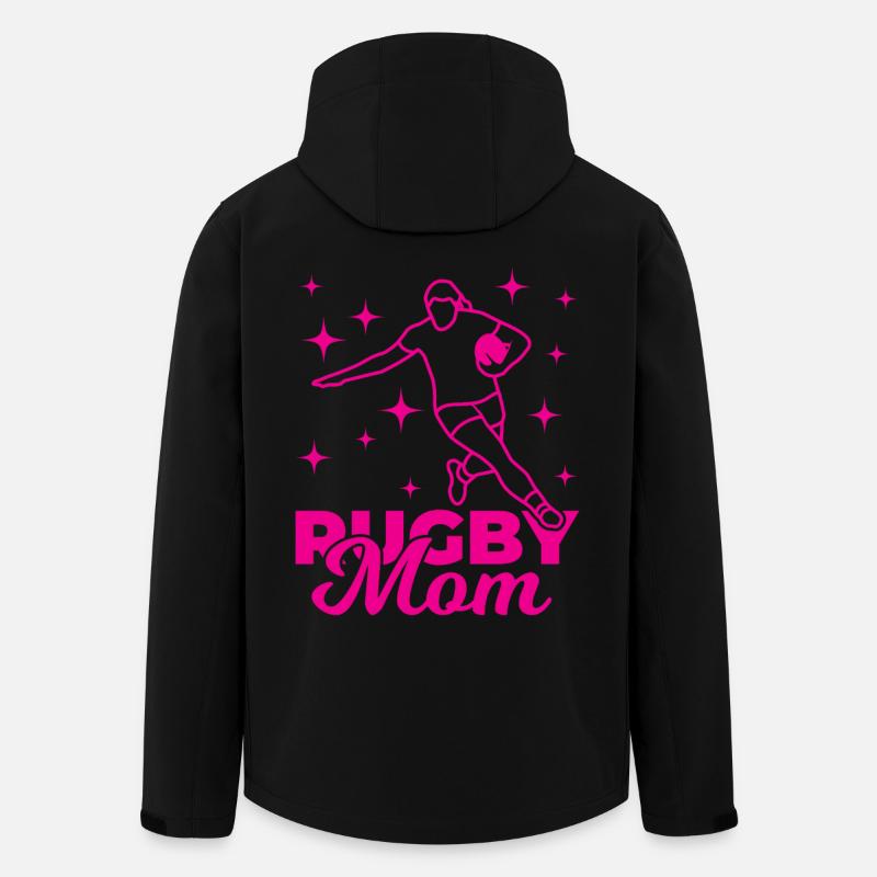 Drôle de maman de rugby - Veste softshell homme en polyester recyclé Stanley/Stella - noir