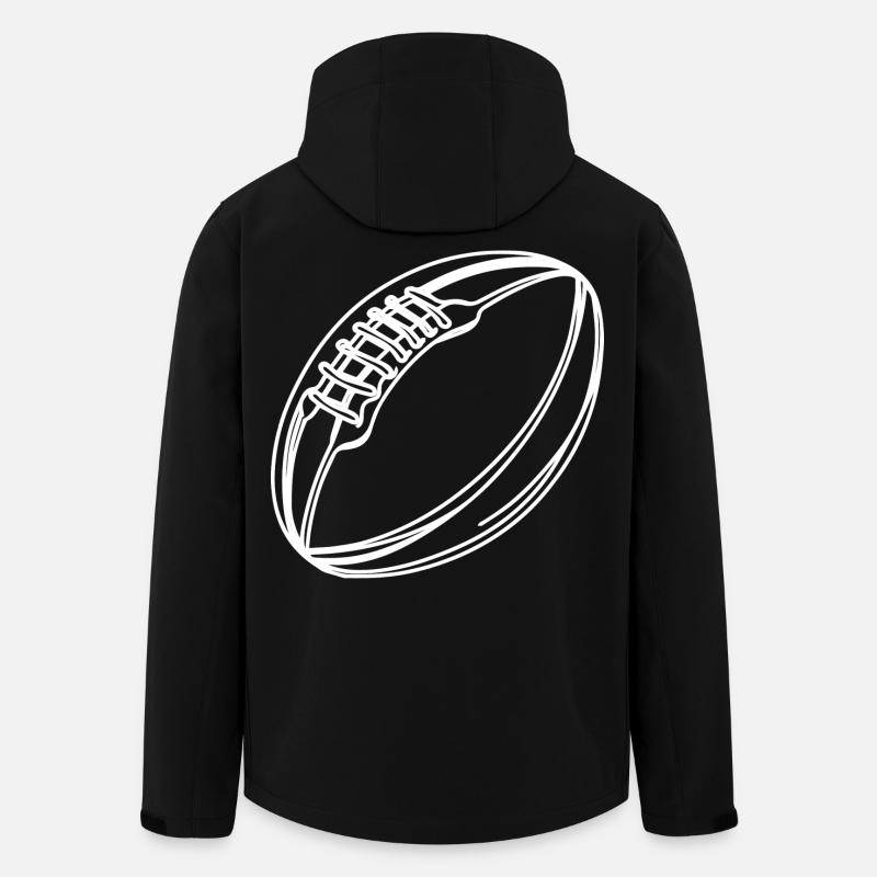 Dessin de ballon de rugby - Veste softshell homme en polyester recyclé Stanley/Stella - noir
