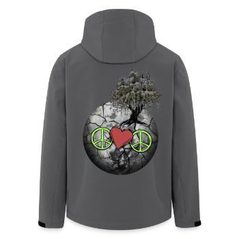 Planet Peace Herz Natur Weltfrieden Klima - Recycelte Männer Softshell-Jacke von Stanley/Stella - Schwarz - Hinten - AI Model Male 185 light (185cm)