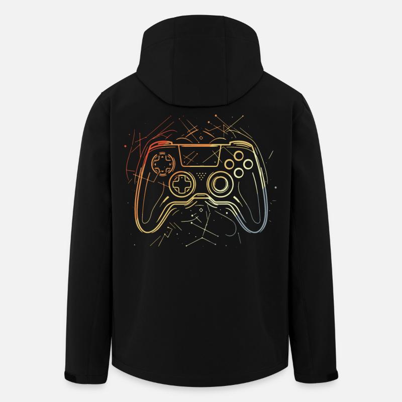 Gaming Controller Skizze Retro - Recycelte Männer Softshell-Jacke von Stanley/Stella - Schwarz