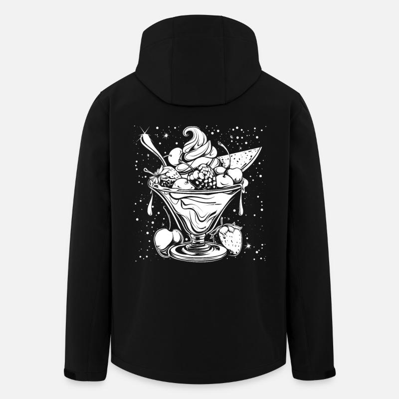 Dessin de coupe glacée - Veste softshell homme en polyester recyclé Stanley/Stella - noir