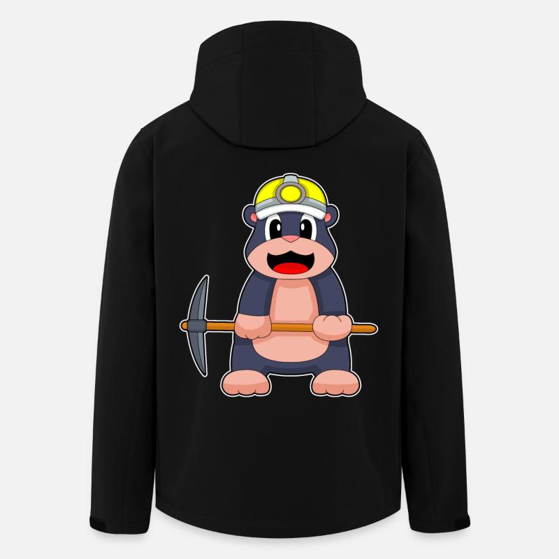 Maulwurf Bergarbeiter Spitzhacke Bergbau - Recycelte Männer Softshell-Jacke von Stanley/Stella - Schwarz