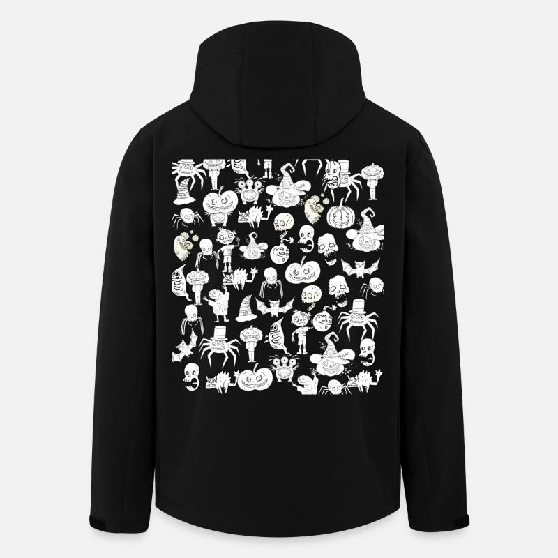 Uhyggelige halloween tegninger sort og hvid - Stanley/Stella herre softshelljakke i genanvendt polyester - sort