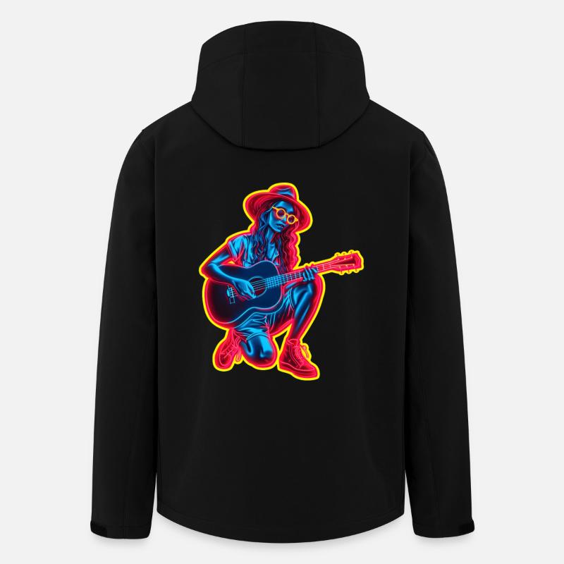 Guitariste rétro - Veste softshell homme en polyester recyclé Stanley/Stella - noir
