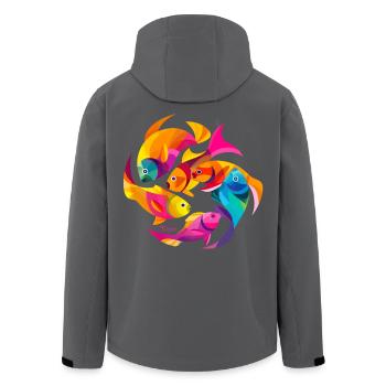 Tropische Farben - Recycelte Männer Softshell-Jacke von Stanley/Stella - Schwarz - Hinten - AI Model Male 185 light (185cm)