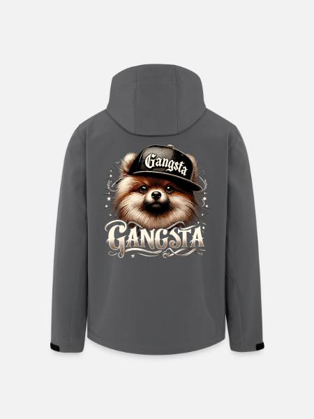 Piccolo regalo per cani Spitz Gangsta Gangster - Giacca softshell uomo in poliestere riciclato di Stanley/Stella - nero