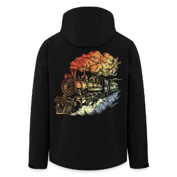 Locomotive à vapeur rétro - Veste softshell homme en polyester recyclé Stanley/Stella - noir - Dos - AI Model Male 185 light (185cm)