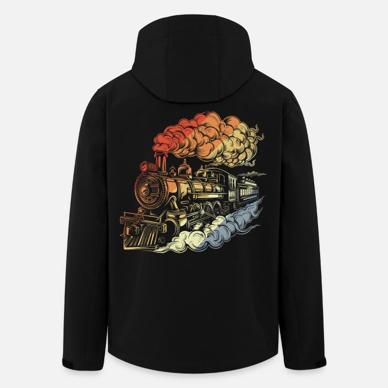 Retro Dampflokomotive - Recycelte Männer Softshell-Jacke von Stanley/Stella - Schwarz