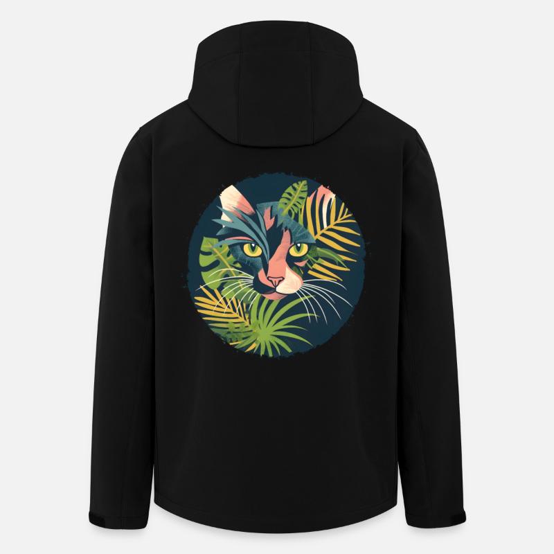 Illustration d’un chat - Veste softshell homme en polyester recyclé Stanley/Stella - noir