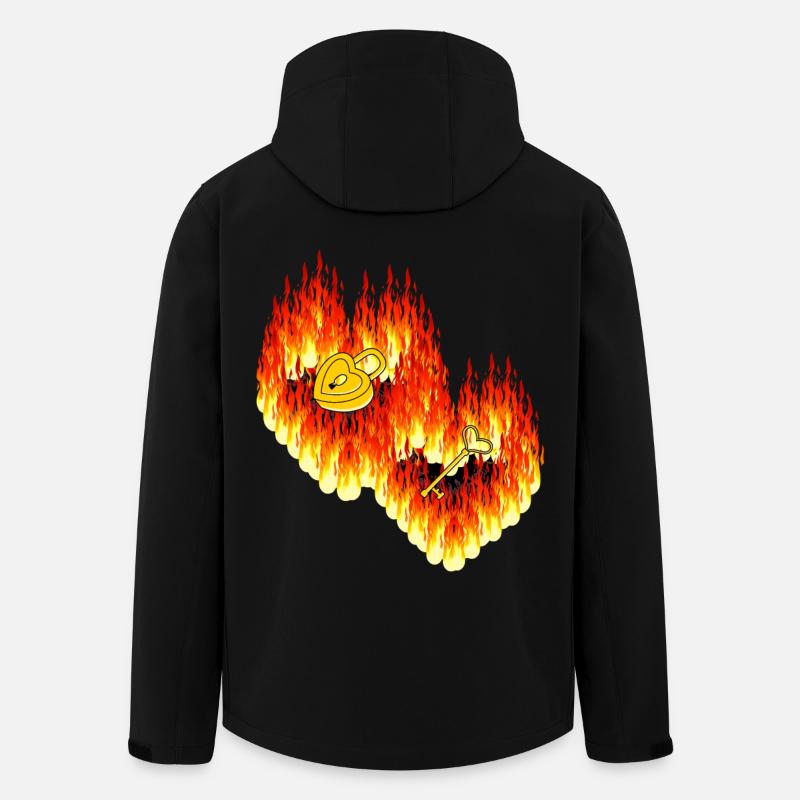 Cœurs Flamme Amour Relation Saint-Valentin - Veste softshell homme en polyester recyclé Stanley/Stella - noir